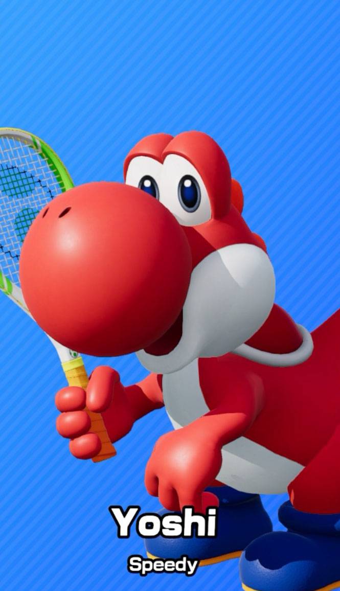 Red Yoshi as seen in Mario Tennis Fever.