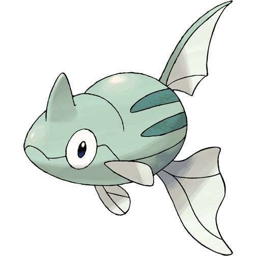 Remoraid in Pokemon Leafgreen, a small fish with two large tailfins