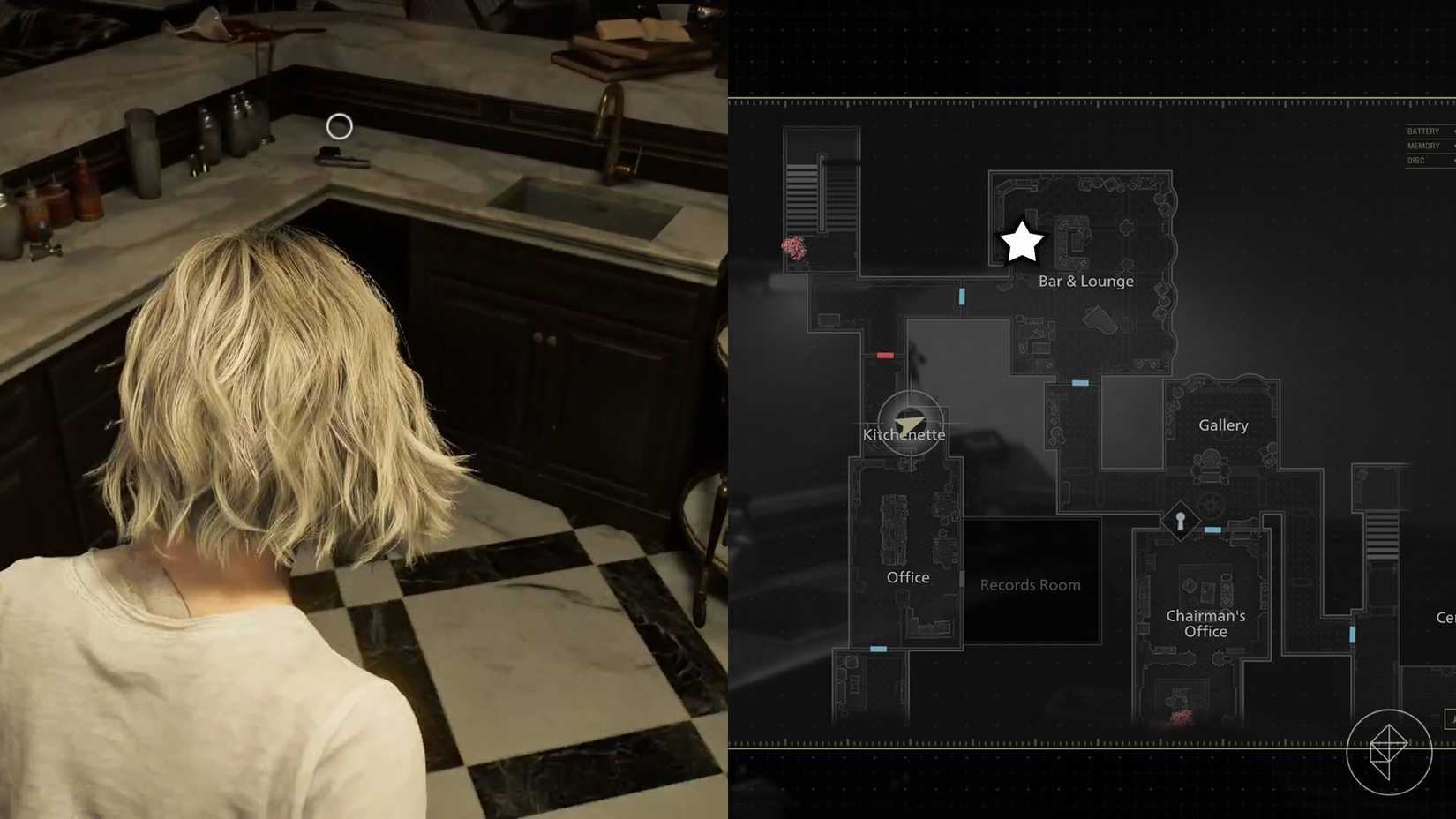 A montage using two Resident Evil Requiem images showing the location of the S&S M232