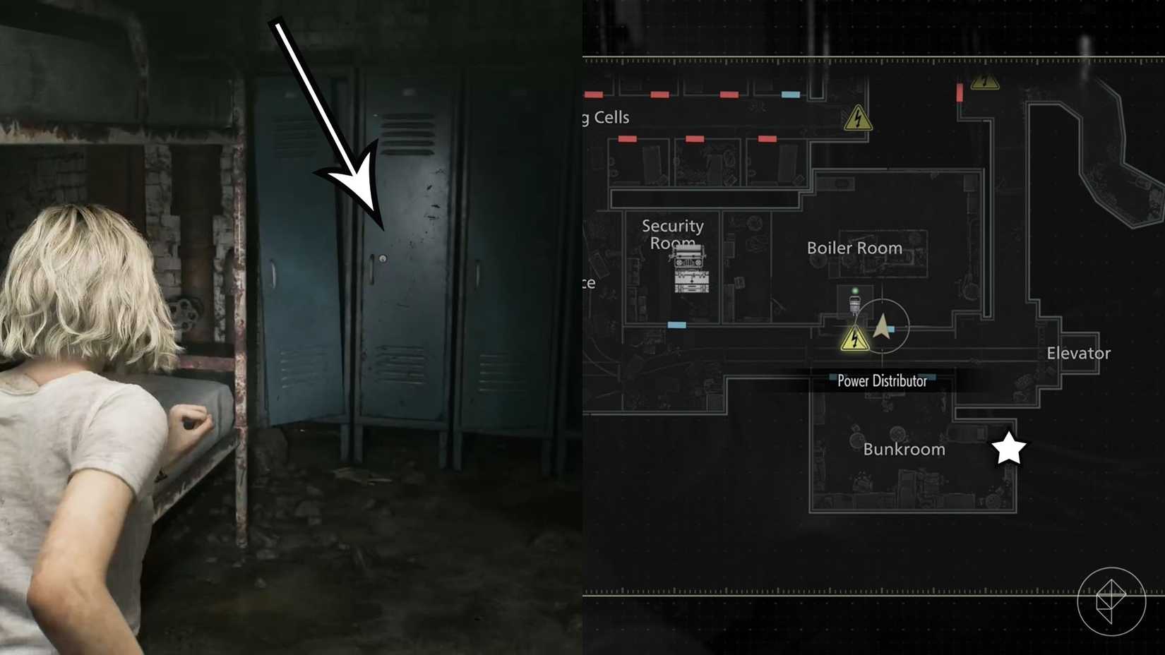 A montage of two Resident Evil Requiem images showing the fourth location that requires a lockpick
