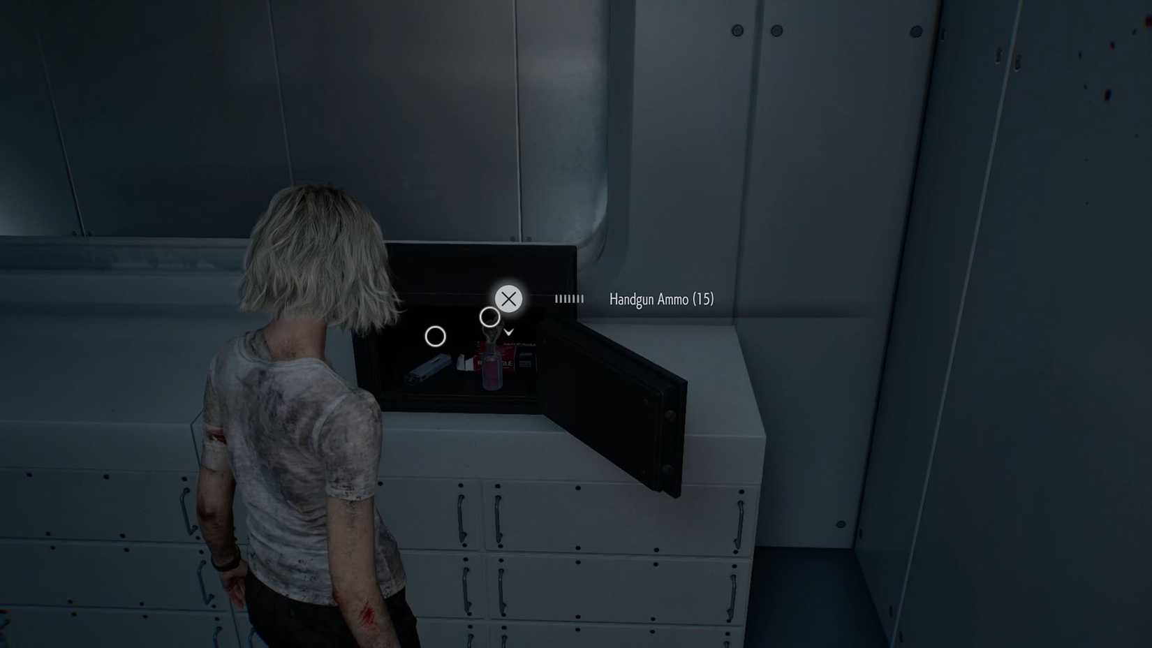 A Resident Evil Requiem screenshot showing the Sterilization Chamber safe open and the items it contains