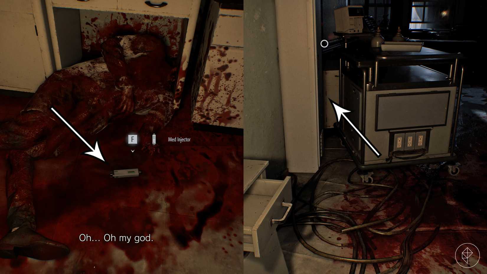 Two healing items in the nurse's station at the Chronic Care Center in Resident Evil Requiem.