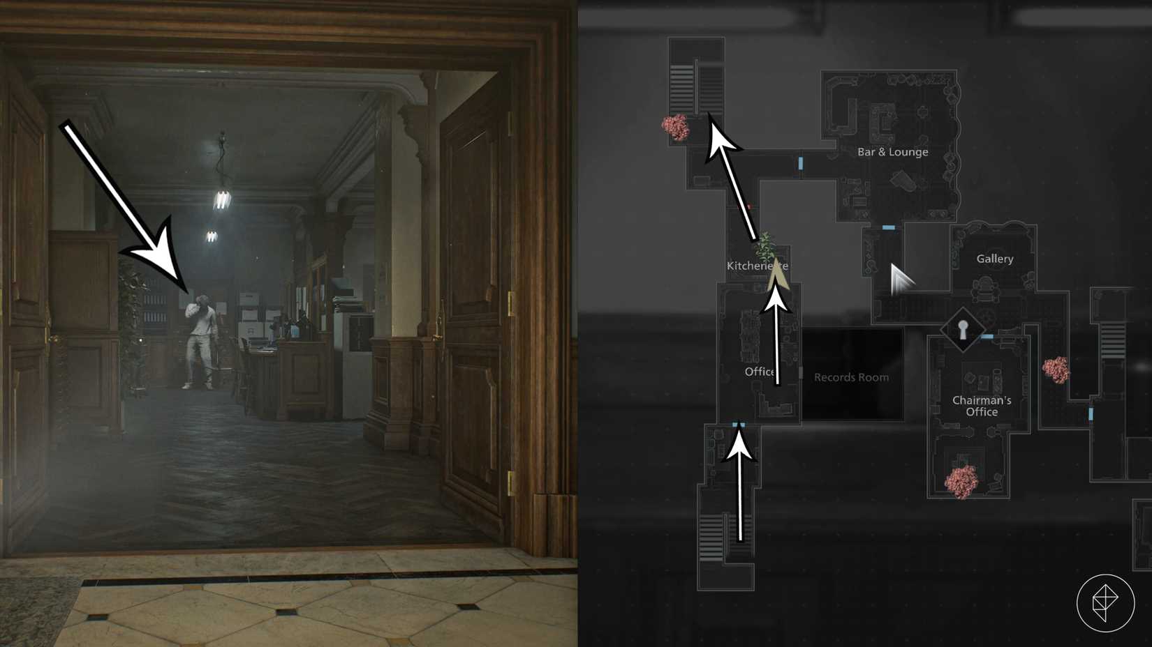 The path through the Office in Resident Evil Requiem.