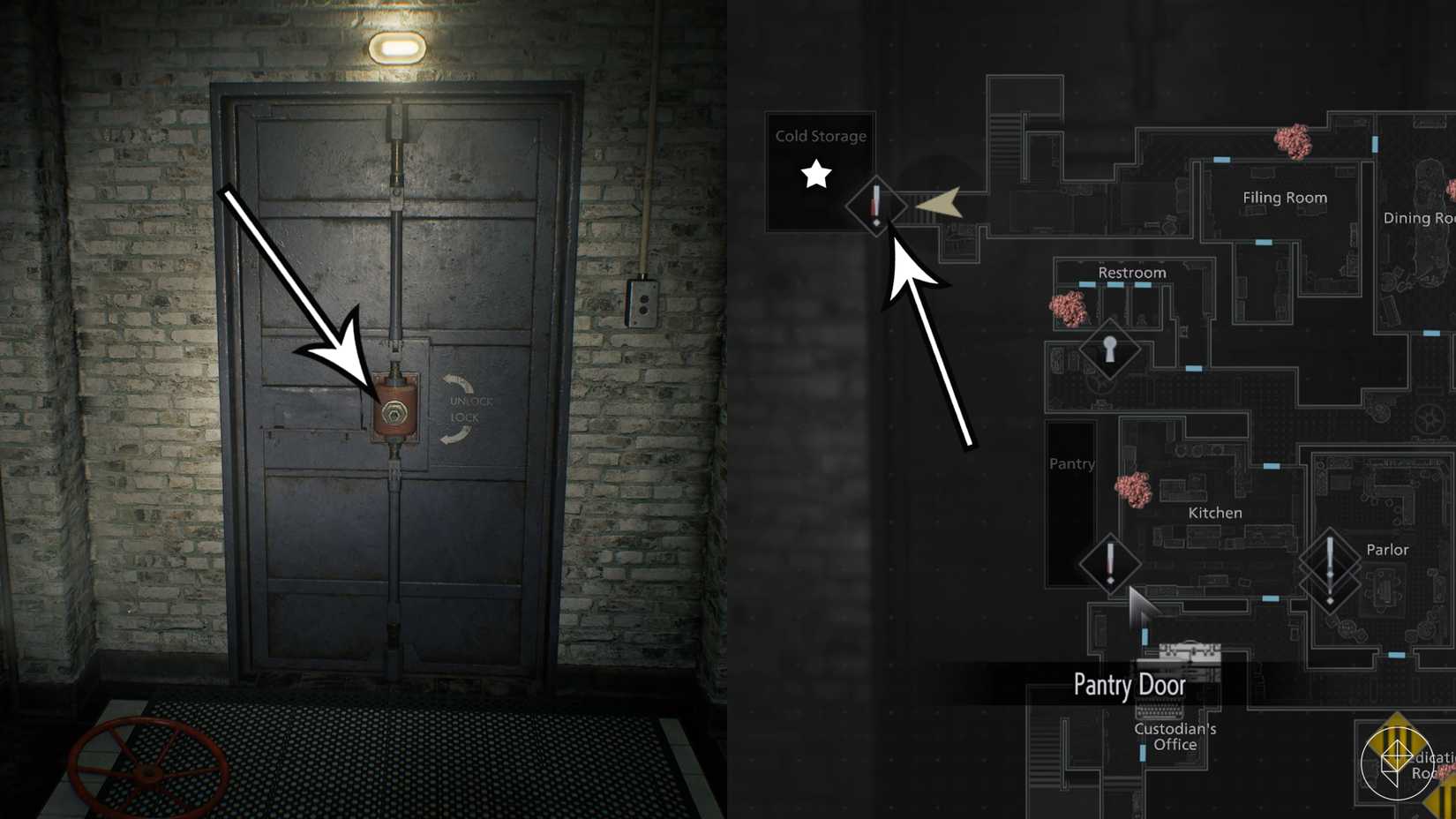 The door to the Cold Storage in Resident Evil Requiem.