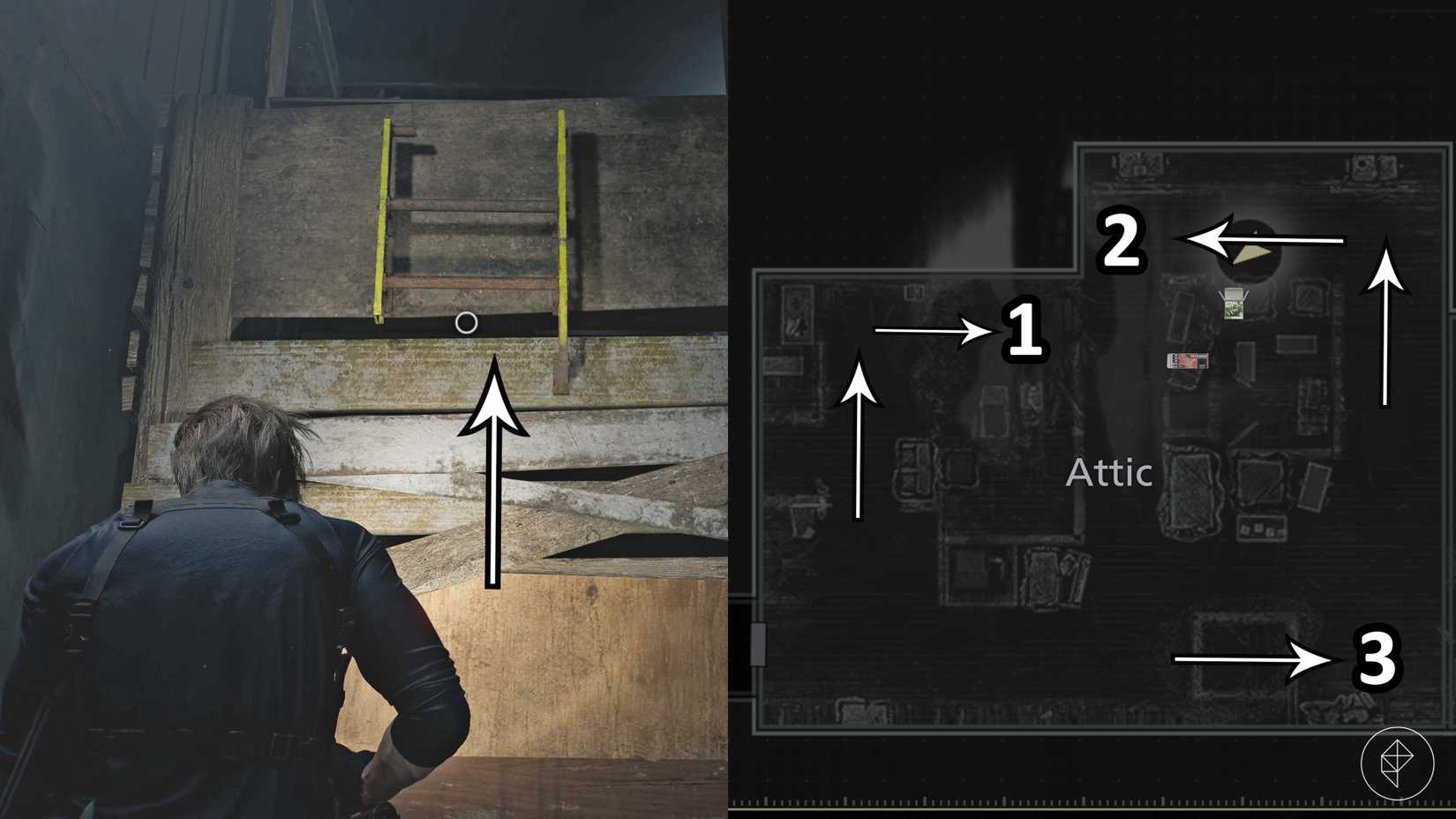 Three locations where players can trap the Attic boss in Resident Evil Requiem.