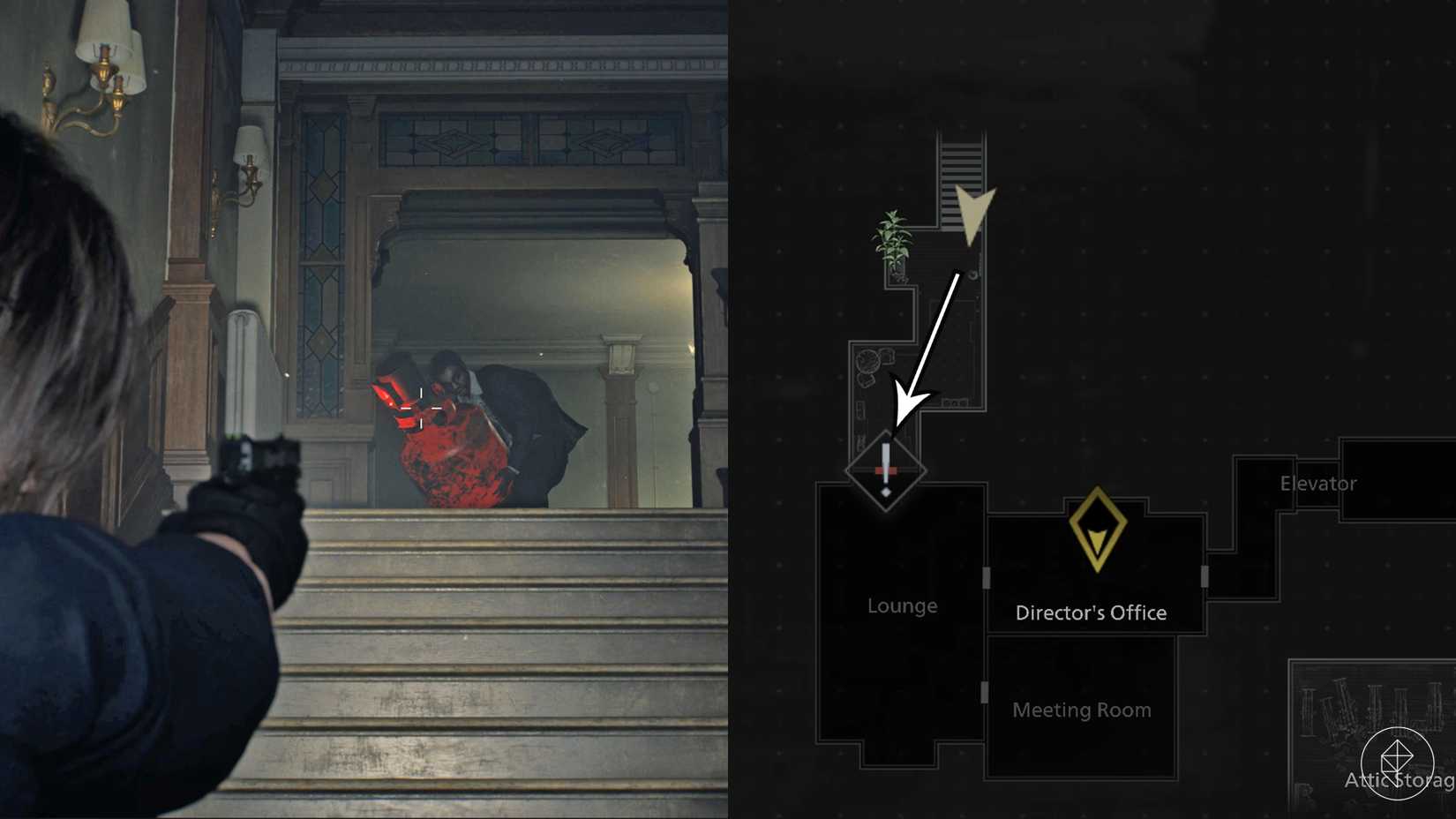 Leon fights his way into Victor's Office in Resident Evil Requiem.