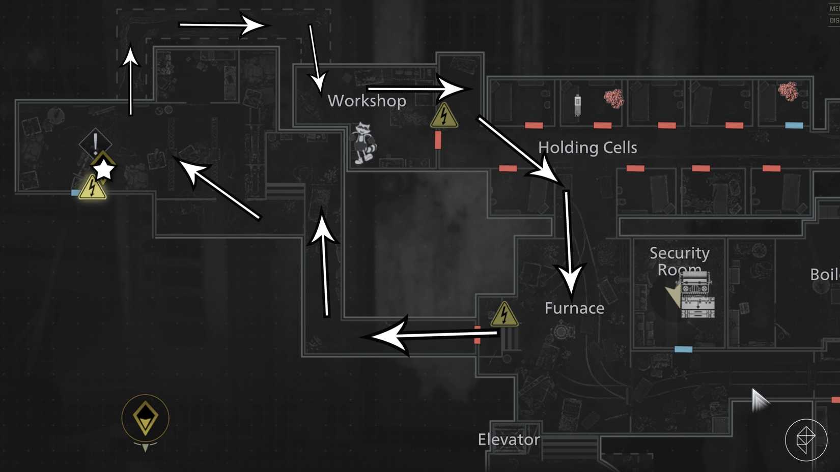 The path to the second joint plug in the Basement in Resident Evil Requiem.