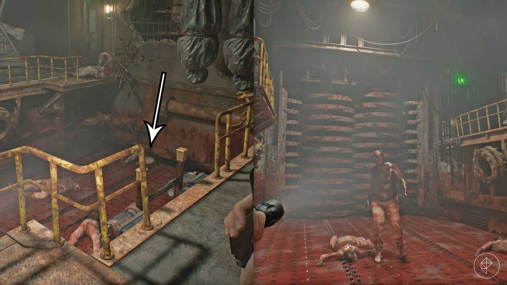 A drained pool of blood filled with zombies in the Basement in Resident Evil Requiem.