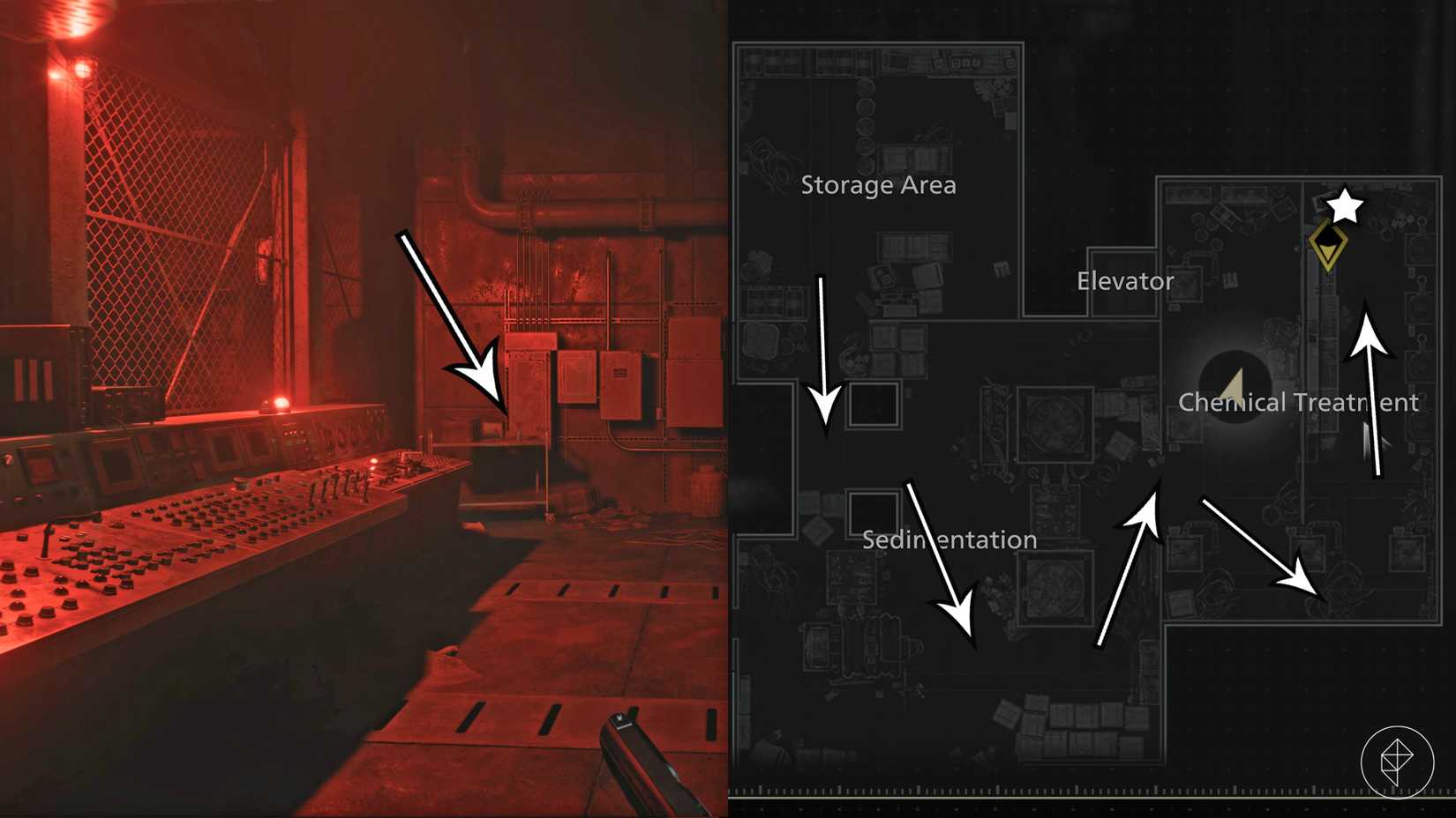 The path to the second power distribution unit in the Water Treatment Plant in Resident Evil Requiem.