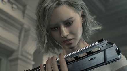 Grace holding the Requiem gun in Resident Evil Requiem