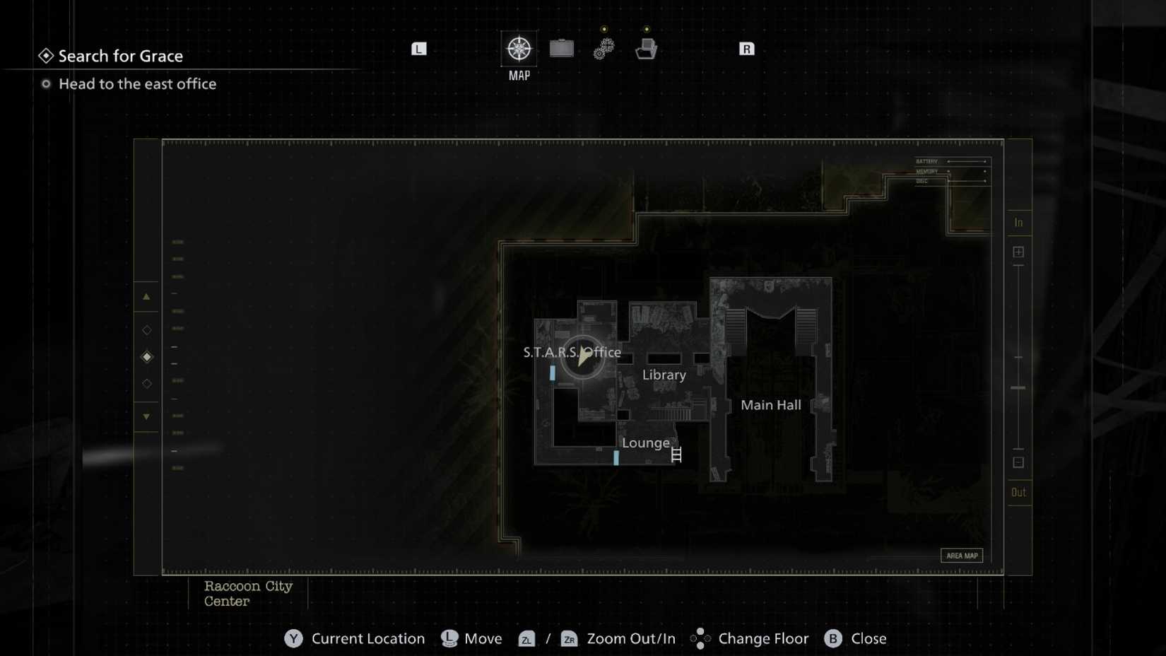 A map image showing the STARS office in Resident Evil Requiem