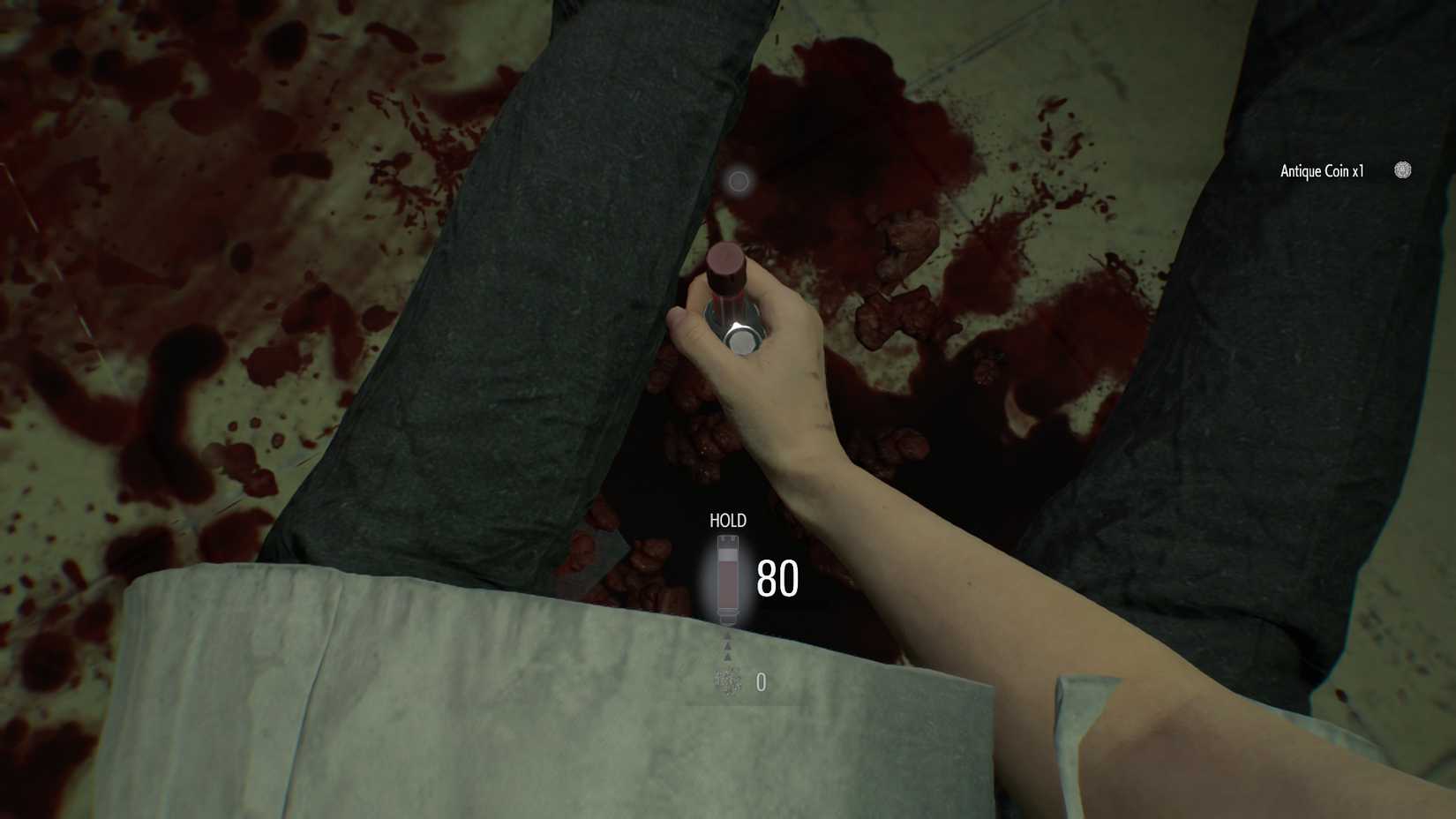 Grace absorbing infected blood in Resident Evil Requiem