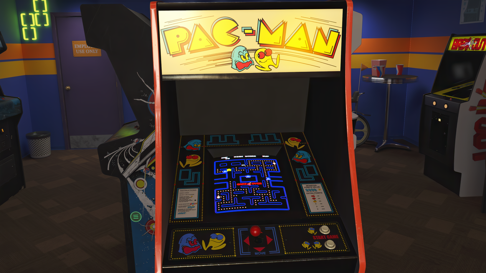 A Pac-Man cabinet appears in a virtual arcade in Retrocade.