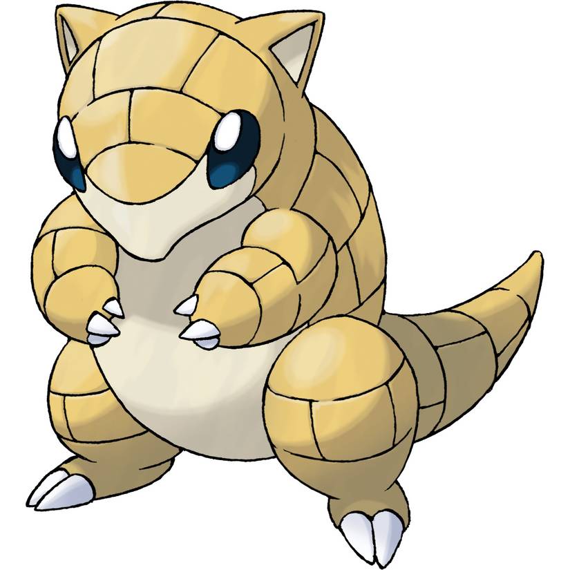 Sandshrew in Pokemon LeafGreen, a small brown shrew-like creature with prominent claws