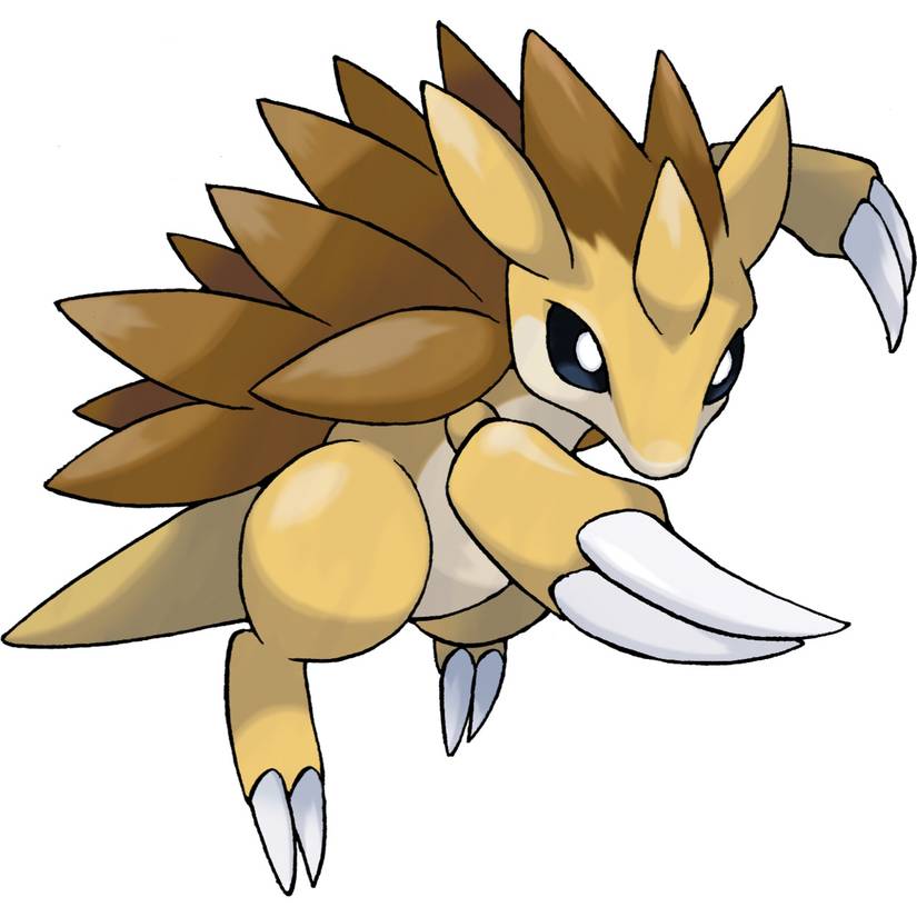 Sandslash in Pokemon Leafgreen, a large porcupine-like creature with dark brown spines and long claws