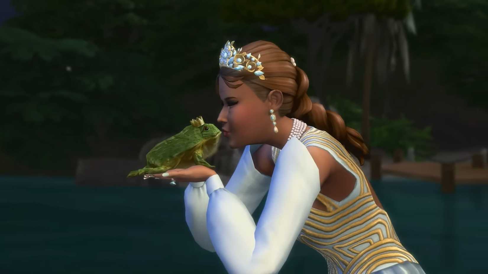 Sims 4 Sim kissing a frog