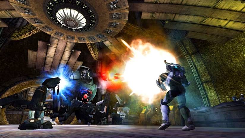 Star Wars Republic Commando Fixer getting blasted by a spider droid