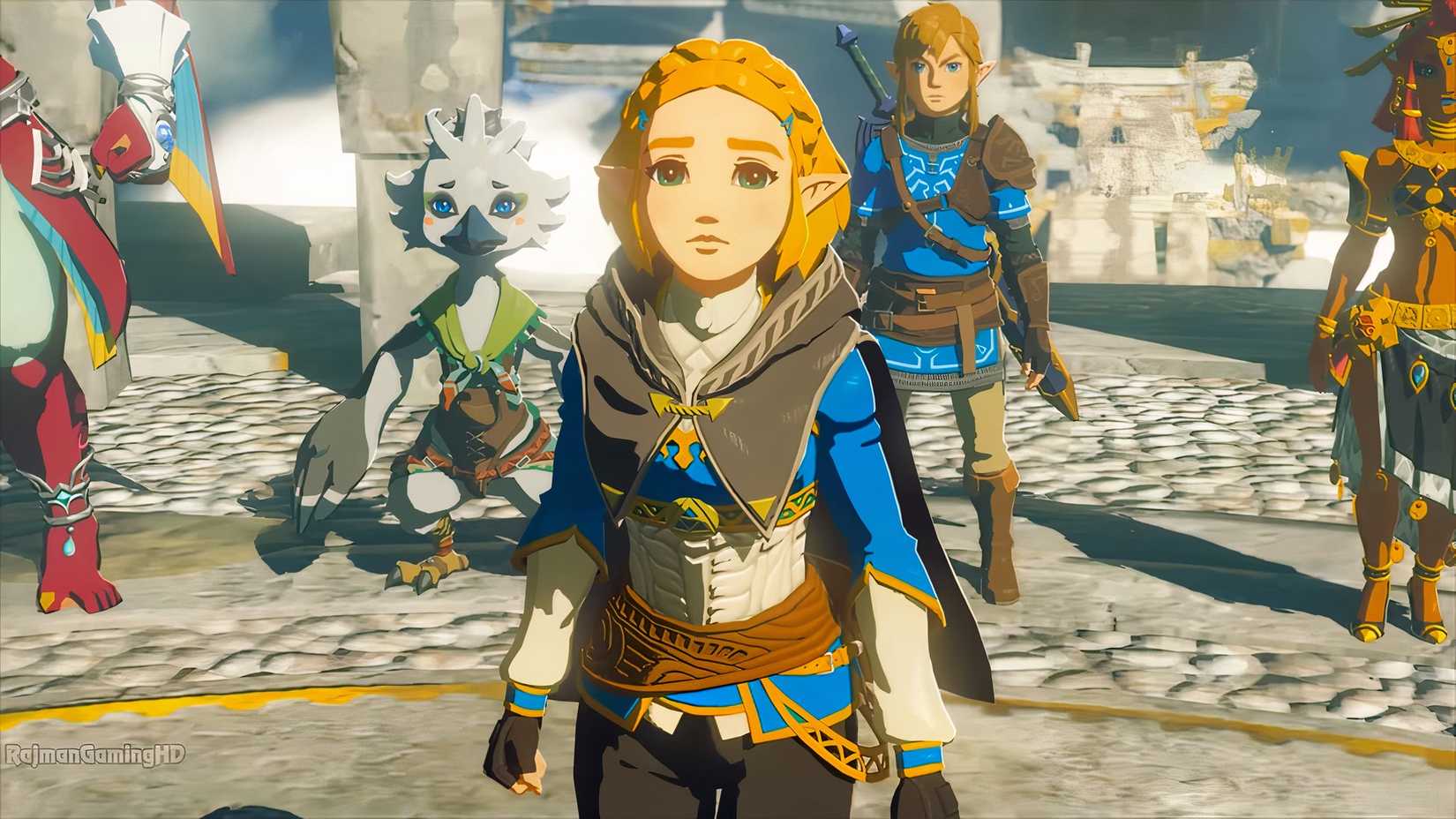 Princess Zelda and her companions in the Tears of the Kingdom ending