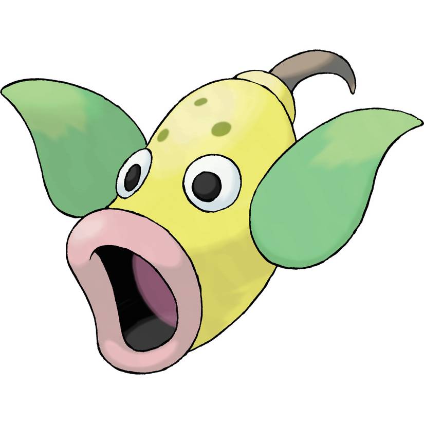 Weepinbell in Pokemon Leafgreen, a bell-shaped flower with a large open fish-like mouth