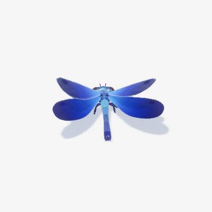 A blue dragonfly with lighter blue gradient colors on it