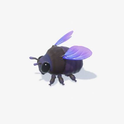 A dark-colored bee with purple wings in Heartopia.