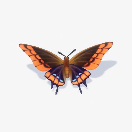 A brown butterfly with orange edges in Heartopia.