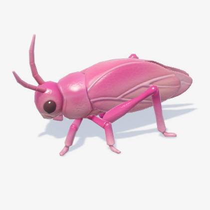 A pink grasshopper-like bug in Heartopia.