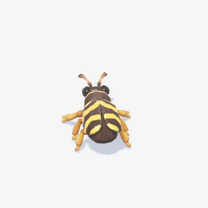 A beetle with yellow and brown stripes in Heartopia.