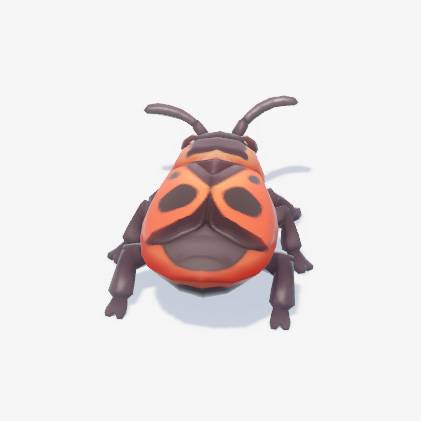 A beetle with red and black wings in Heartopia.