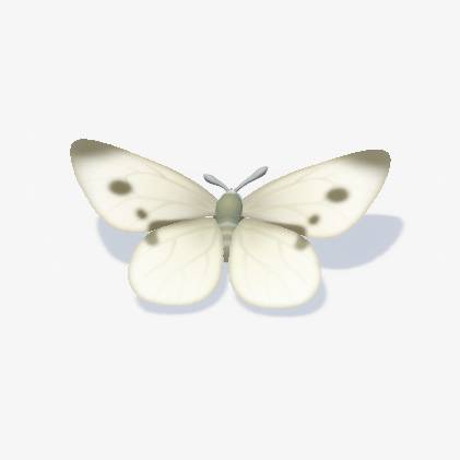 A white butterfly with soft grey spots in Heartopia