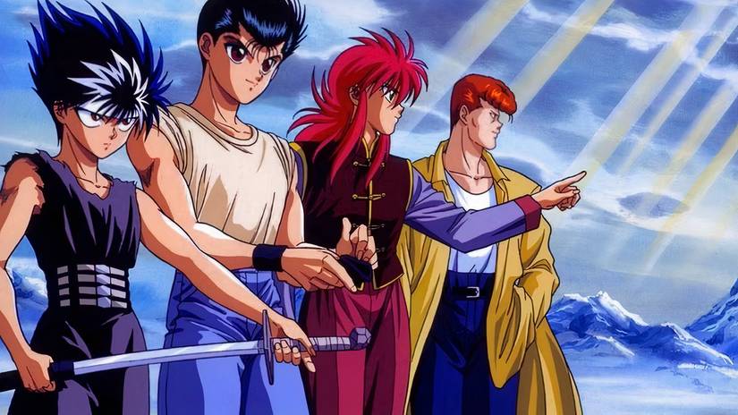Yusuke and his friends fight against spirits in YuYu Hakusho
