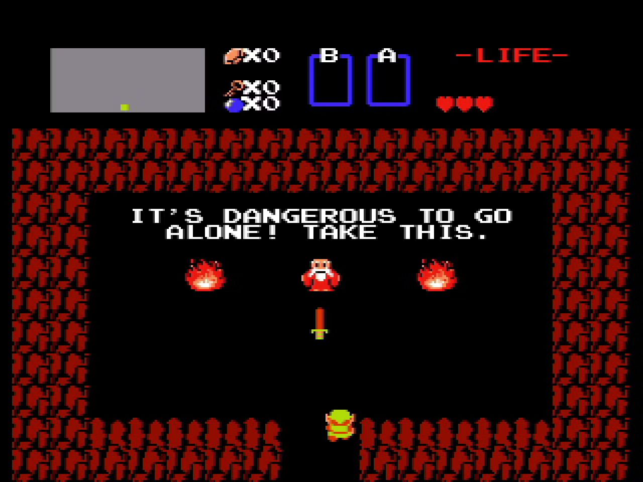 It's dangerous to go alone screen