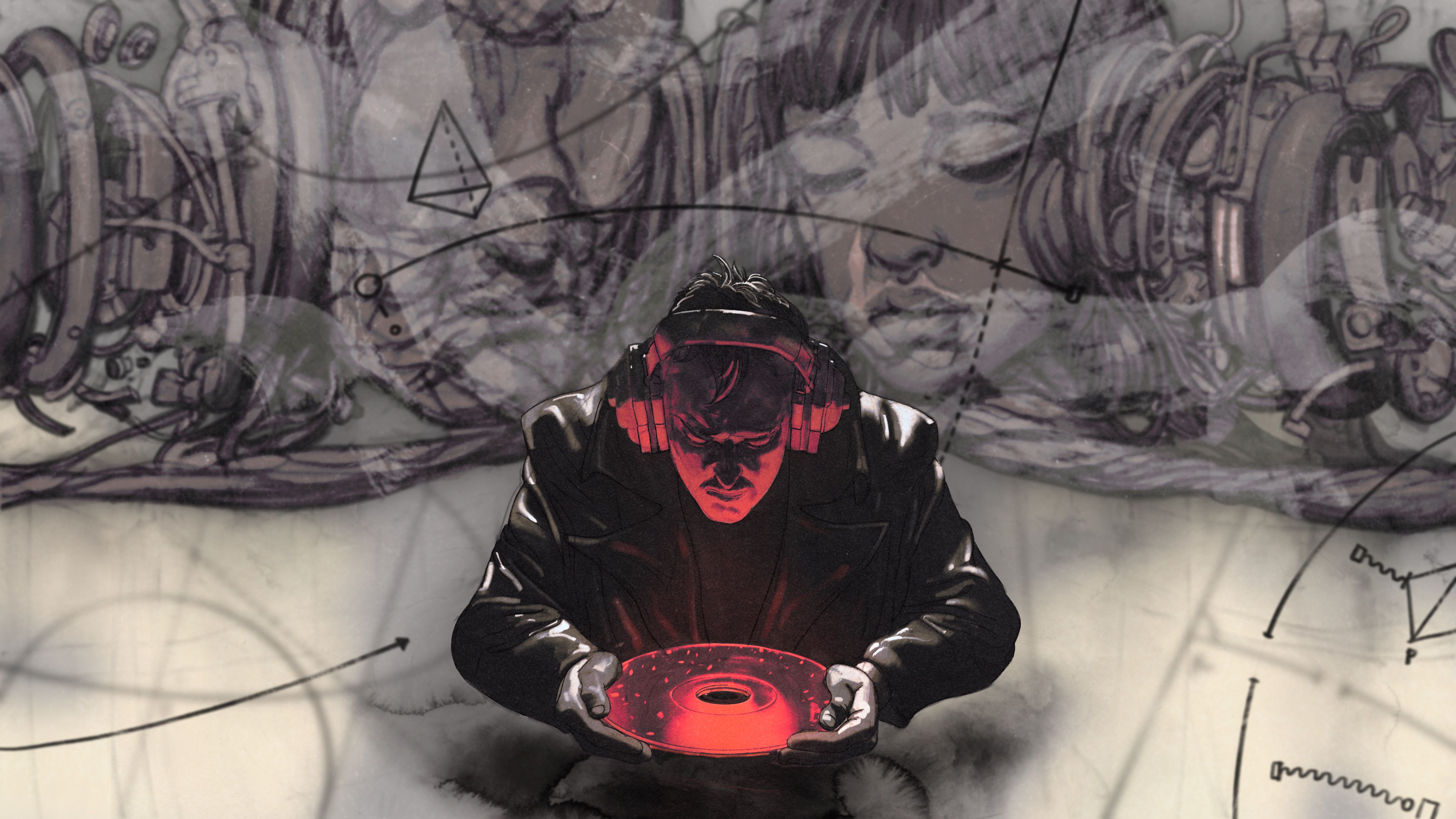 A character from Zero Parades holds a weird red thing in concept art
