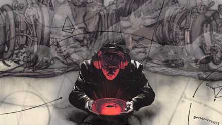 A character from Zero Parades holds a weird red thing in concept art