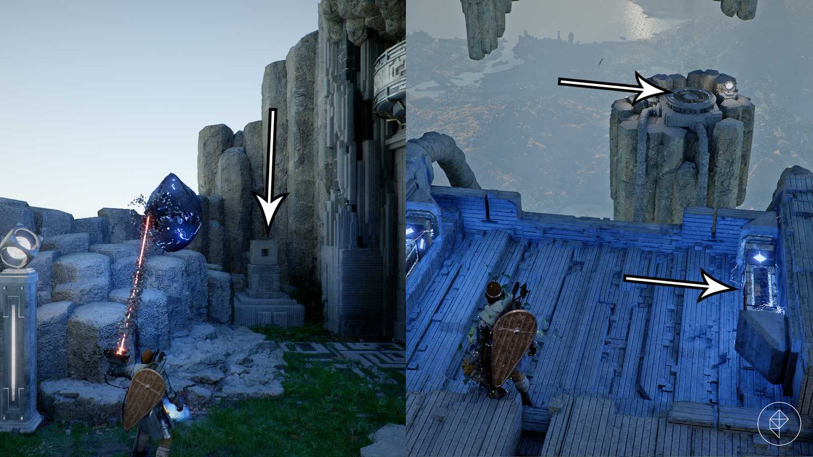 The first puzzle solution in the Precipice of Truth Abyss in Crimson Desert.