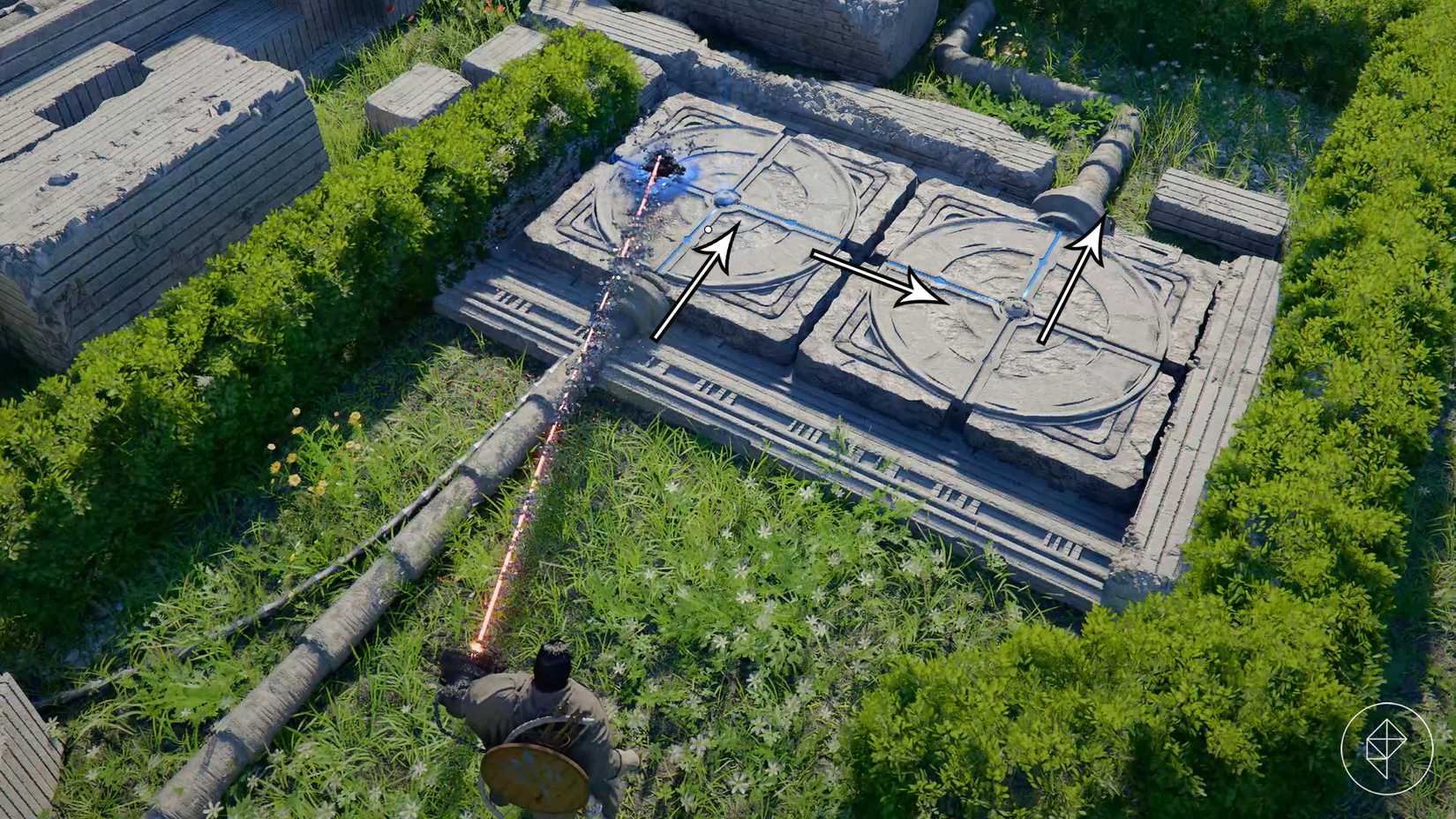 Kliff solves the floor puzzle to open the Axiom Archive in Crimson Desert.