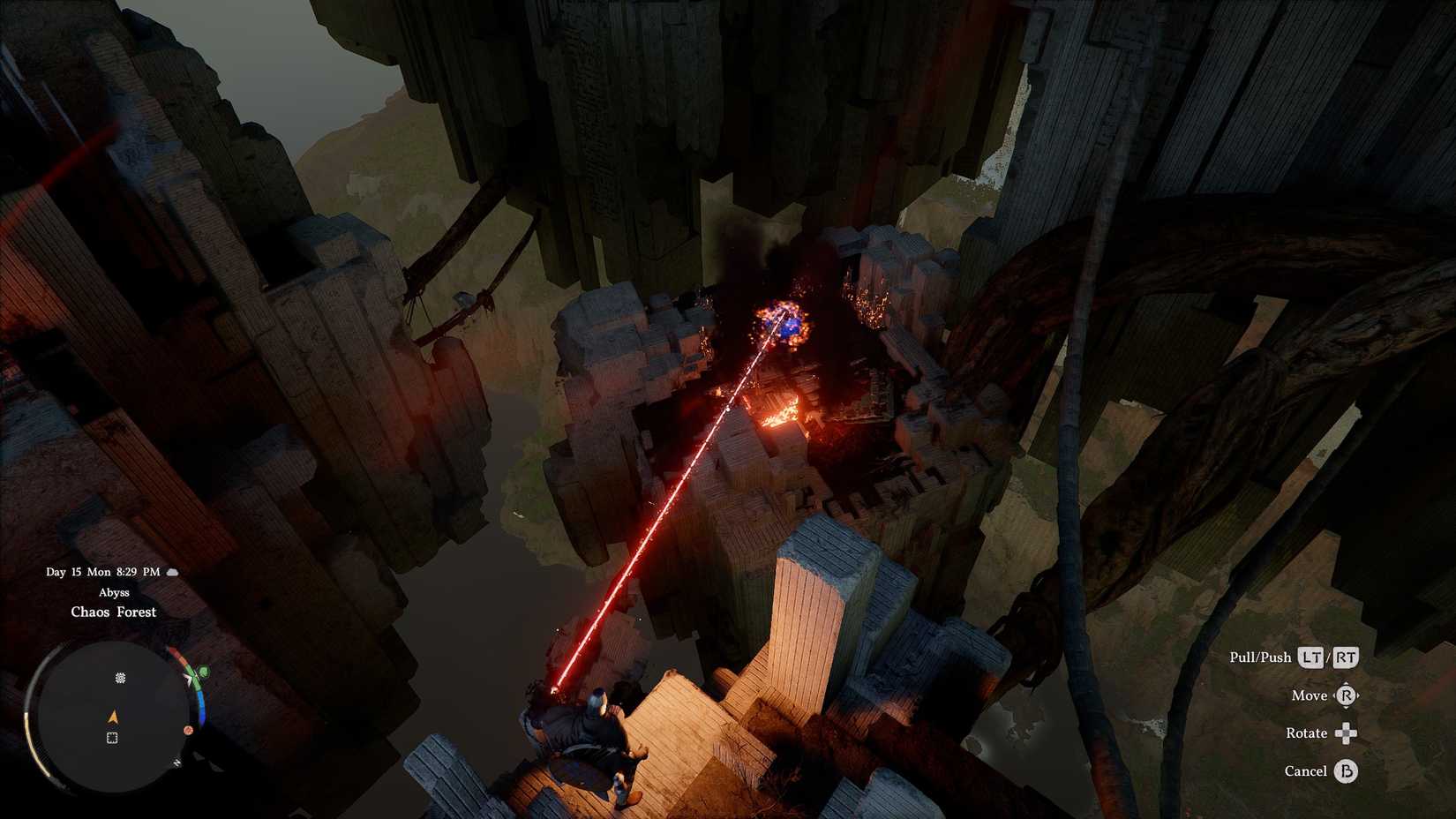 Kliff grabbing an electric panel in Crimson Desert