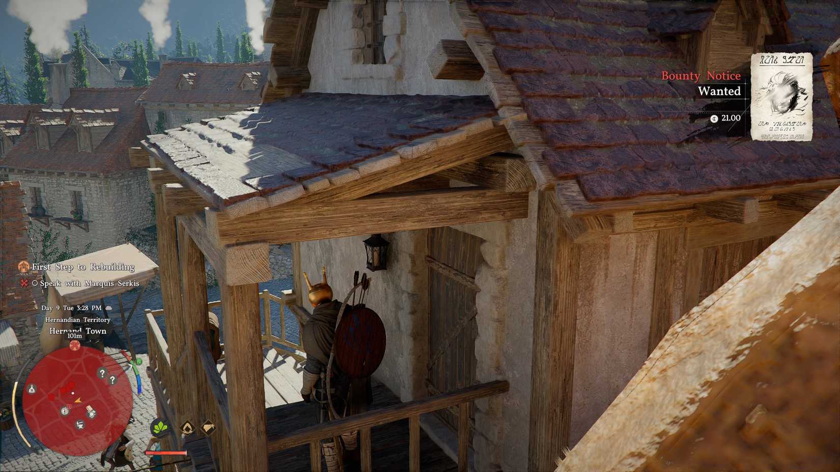 Kliff exiting a house he just broke into in Crimson Desert