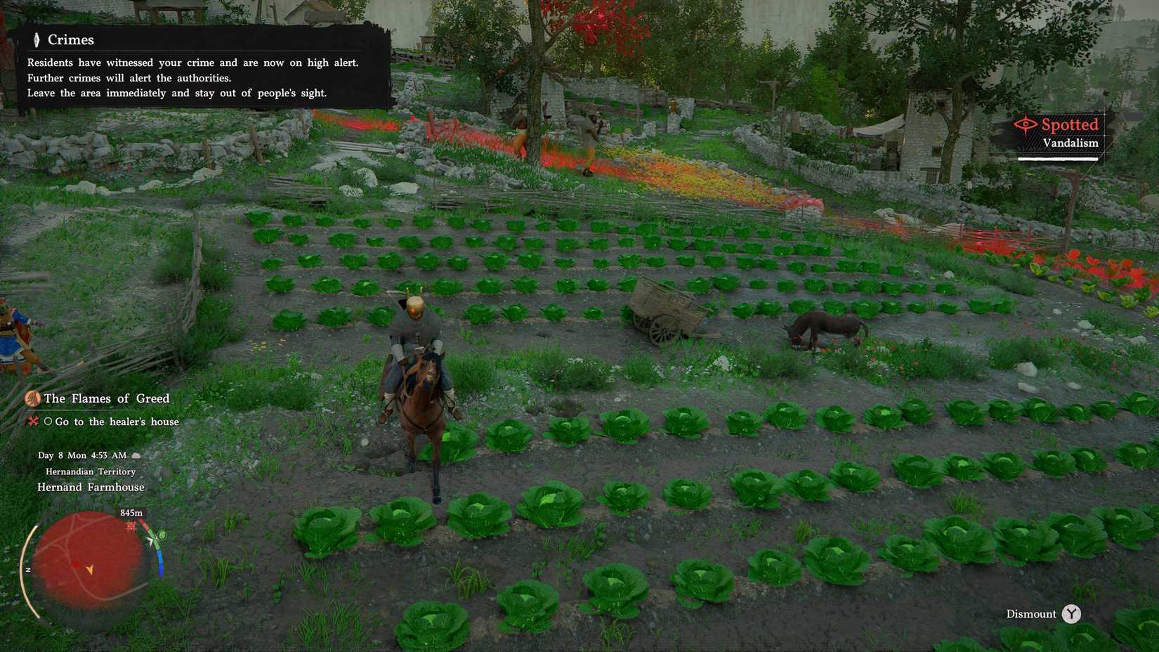 Kliff fleeing the scene of a vandalism in Crimson Desert