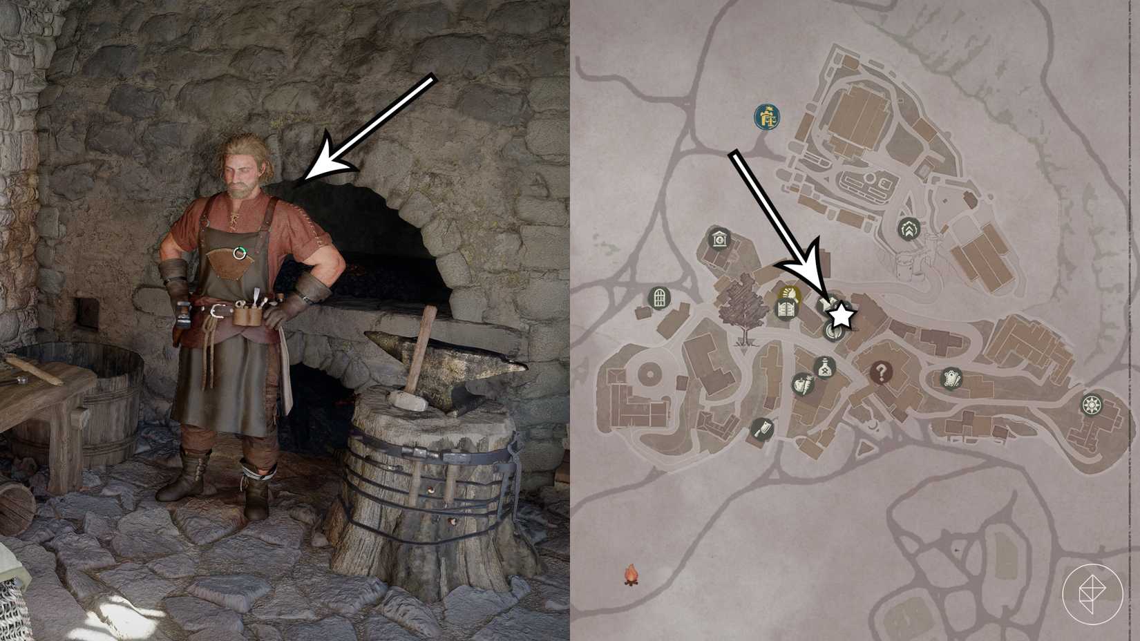 The blacksmith location in Crimson Desert's Hernand region.