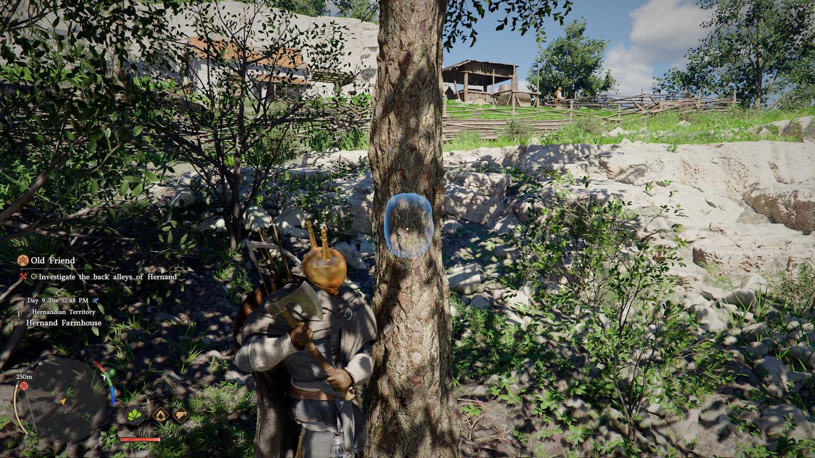 Kliff cortando un árbol en el desierto carmesí