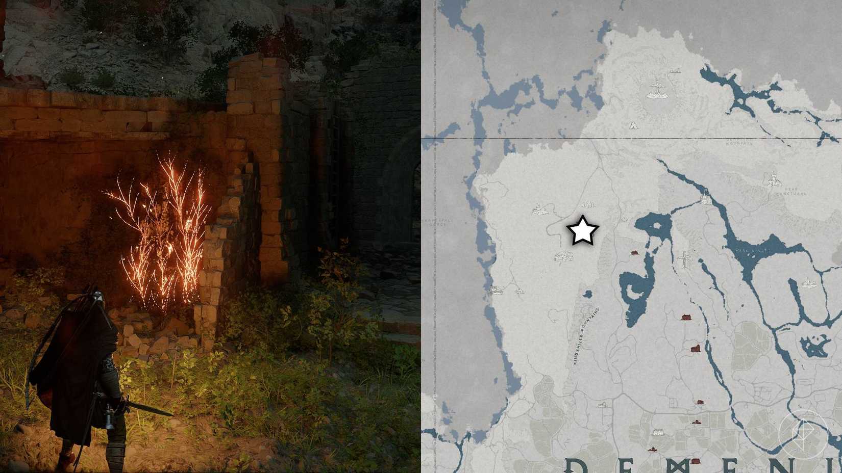 A map showing where to find the Frostcursed Plate helm in Crimson Desert