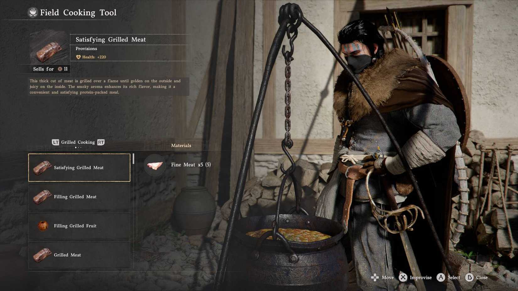 Kliff standing next to the cooking pot in Crimson Desert.