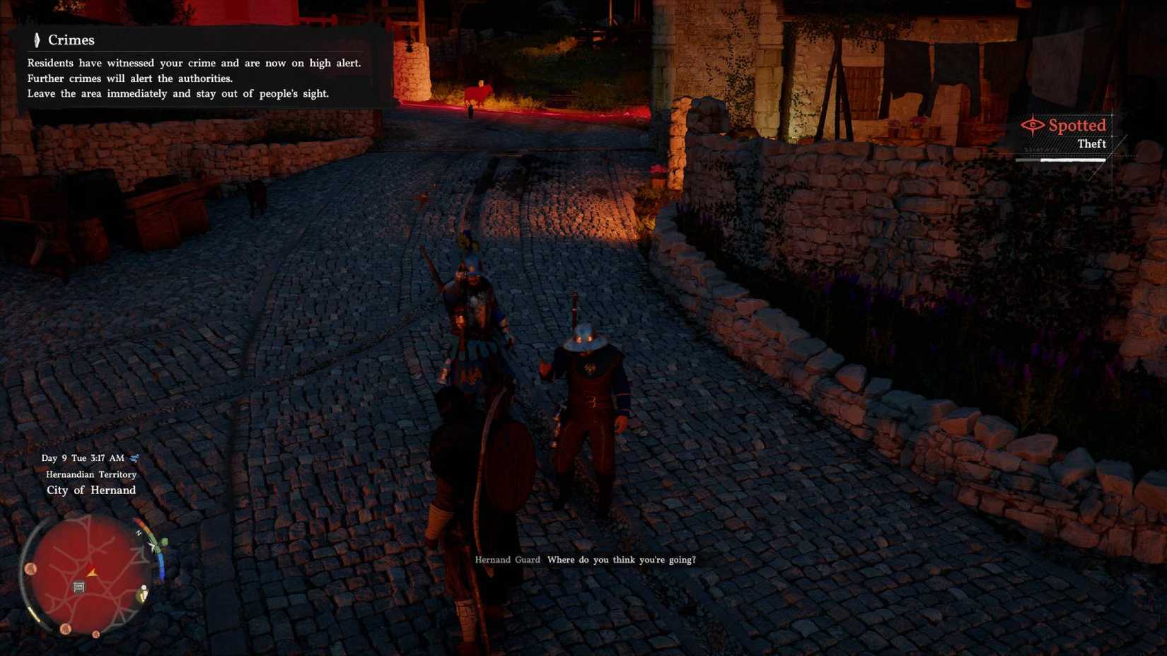 Kliff in Crimson Desert being spotted for comitting a crime.