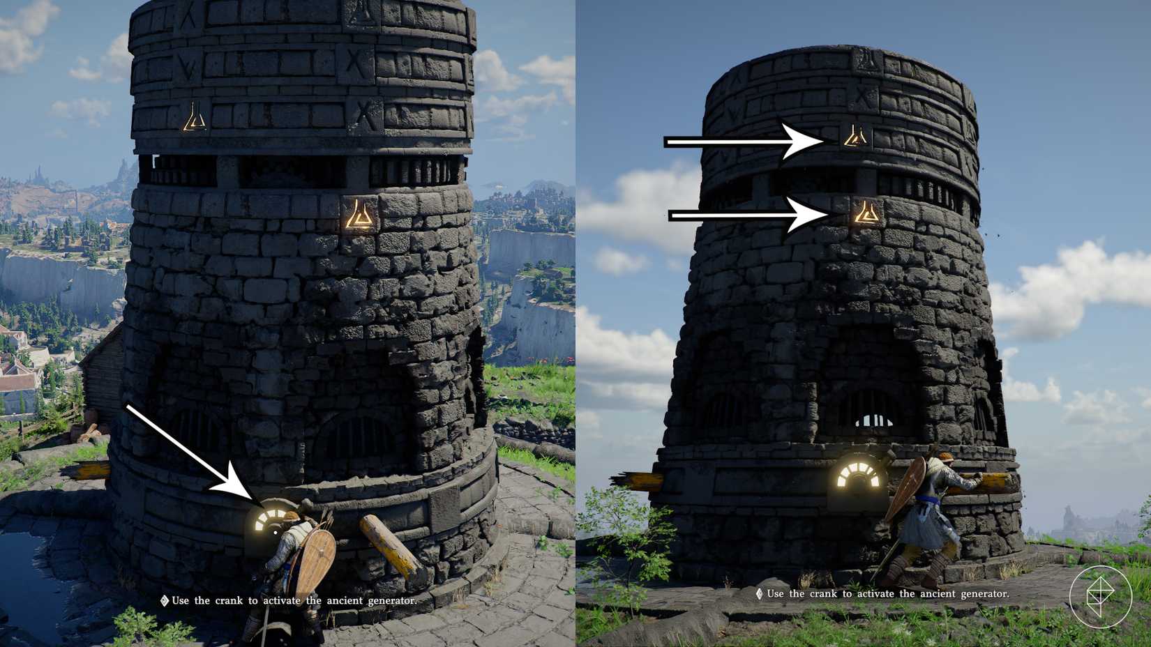 Kliff activates the generator at the Kilnden Workshop in Crimson Desert.