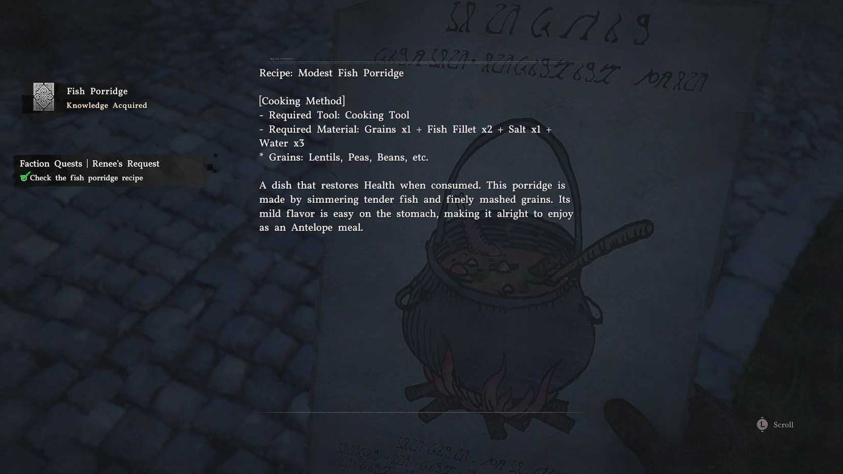The fish porridge recipe in Crimson Desert.