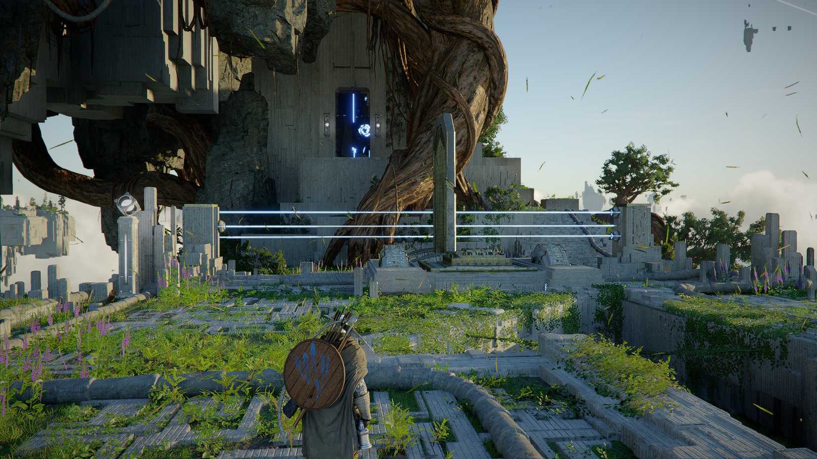 Kliff facing a laser puzzle in Crimson Desert's Roots of Truth area