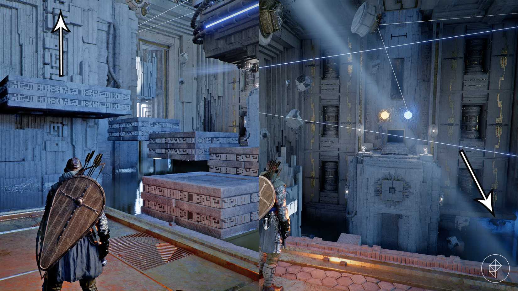 Arrows point to the item needed to solve the Secret Garden puzzle in Crimson Desert.