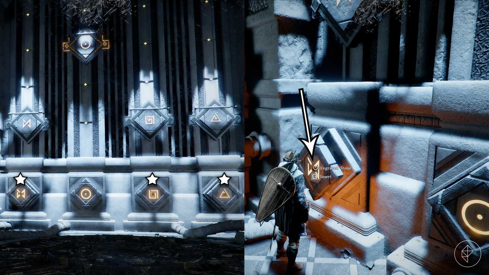 Kliff uses engraves stones to activate the Crimson Desert Spire of the Stars puzzle.