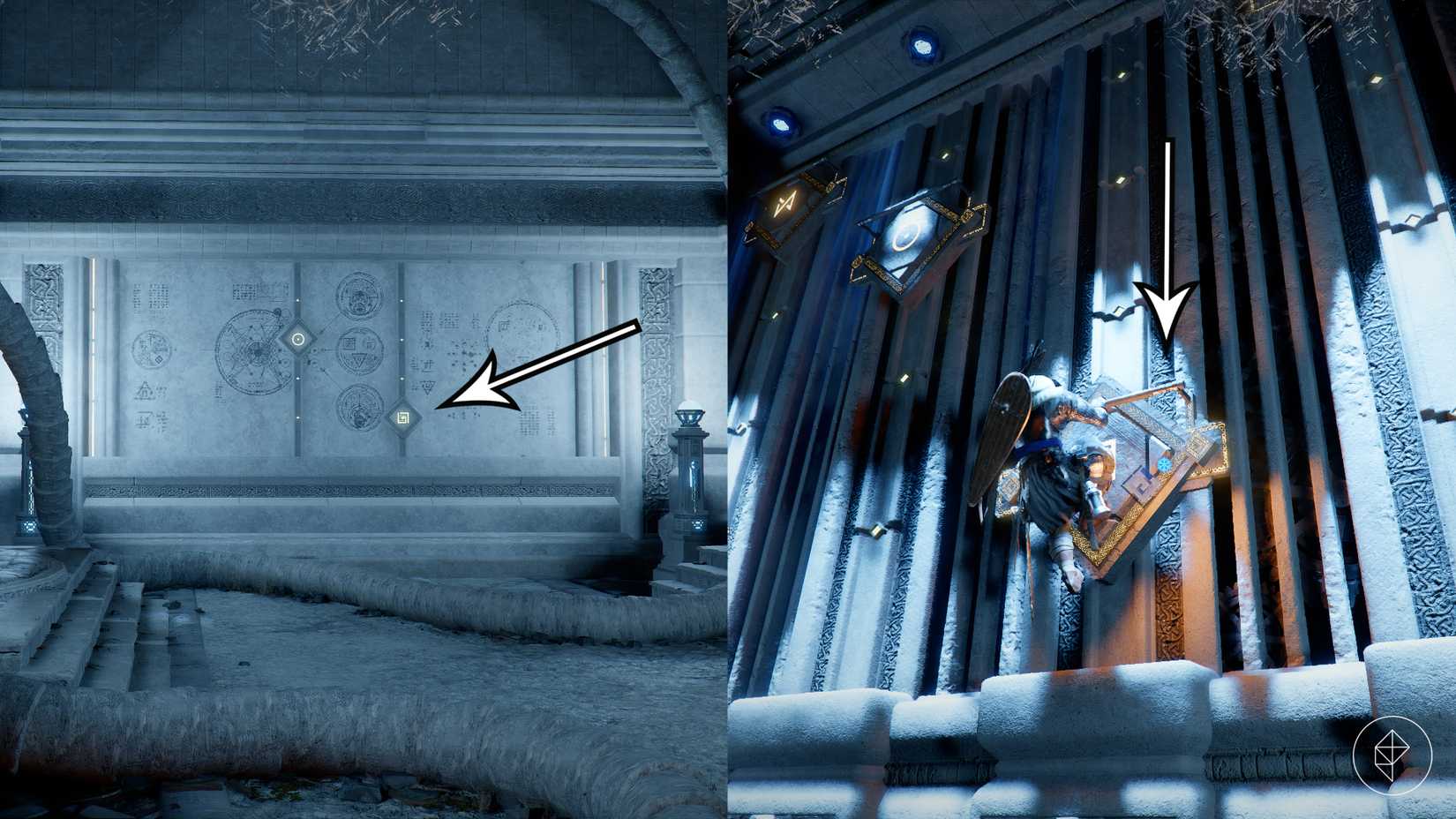 Kliff drags a tile downward to solve the Spire of the Stars puzzle in Crimson Desert.